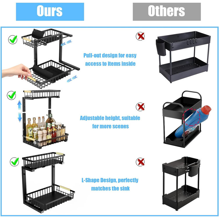Rubbermaid Under Sink Organizer And Storage 2 Pack Adjustable Height 2